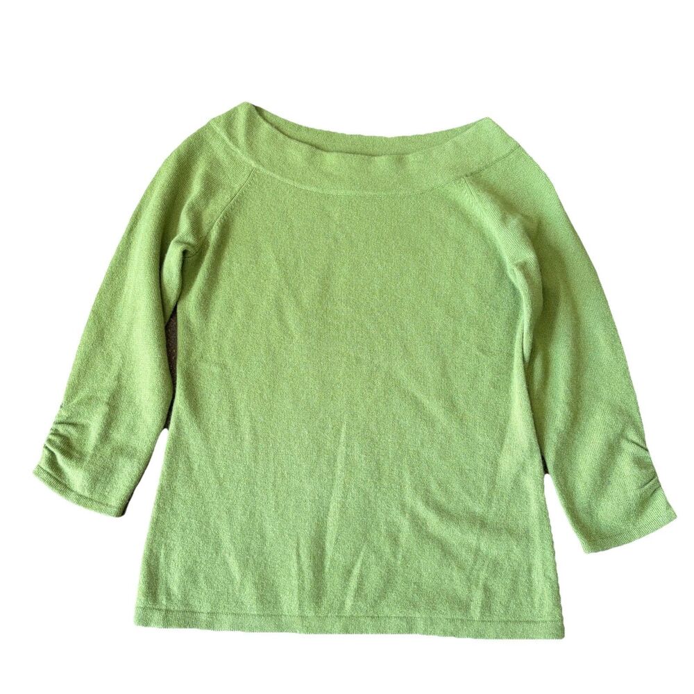 Ann Taylor Cashmer Boatneck Sweater 3/4 Sleeve Green Size Small